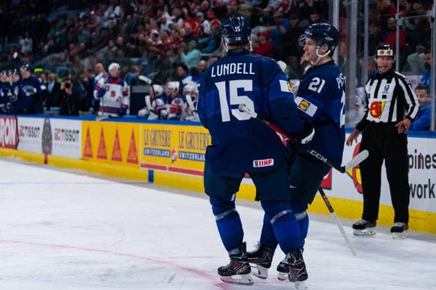 ZURICH, SWITZERLAND - MAY 18: Patrik Puistola (Finland, 21) during his goal celebration during the Preliminary Round - Group A Match 17 between Finland and United States at the IIHF Ice hockey, Eishockey World Championship, WM, Weltmeisterschaft 2026, Swiss Life Arena on May 18, 2026 in Zurich, Switzerland. Zurich Switzerland Copyright: xTimoxSteinx