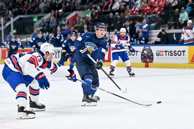ZURICH, SWITZERLAND - MAY 18: Patrik Puistola of Finland takes a shot during the 2026 IIHF Ice hockey, Eishockey World Championship, WM, Weltmeisterschaft Switzerland game between Finland and USA at Swiss Life Arena on May 18, 2026 in Zurich, Zurich. Zurich Swiss Life Arena Zurich Switzerland Copyright: xJustPictures.ch AndreaxBrancax jp-en-EuSpIm-JP7_ANB_Fin_USA_18052026_8943