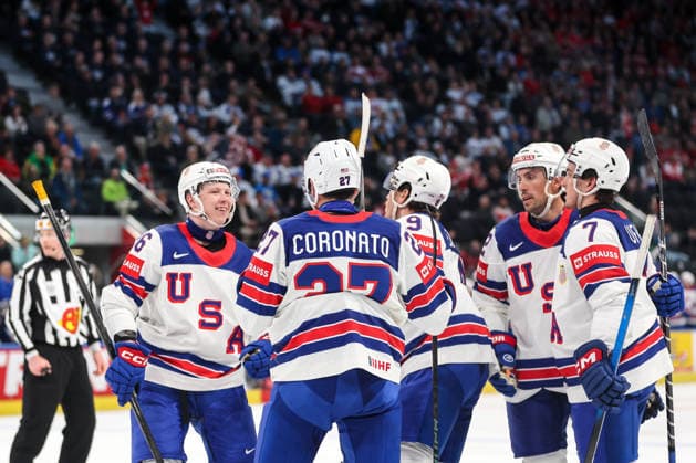 Ice hockey, Eishockey - IIHF WC 2026 ZURICH,SWITZERLAND,18.MAY.26 - ICE HOCKEY - IIHF Ice Hockey World Championship, WM, Weltmeisterschaft 2026, group stage, Finland vs USA. Image shows the rejoicing of USA.  GEPAxpictures xMaticxKlansek