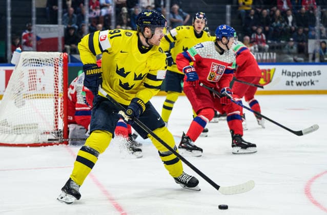260518 Carl Grundström of Sweden during the 2026 IIHF Ice hockey, Eishockey World Championship, WM, Weltmeisterschaft match between Sweden and Czech Republic on May 18, 2026 in Fribourg. Photo: Jesper Zerman BILDBYRAN kod JZ JZ0719 ishockey ice hockey ishockey-vm 2026 vm 2026 iihf world championship sverige sweden tjeckien czech republic bbeng Copyright: JESPERxZERMAN BB260518JZ114