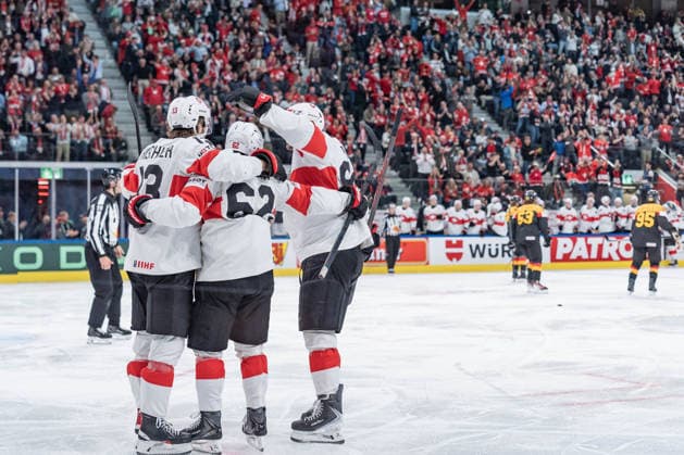 18 05 2026, Zurich, Swiss Life Arena, Ice hockey, Eishockey World Championships: Germany - Switzerland, Torjubel zum 0:1 füer die Schweiz. Zurich Swiss Life Arena Zurich Switzerland Copyright: xJustPictures.ch StefanxEmchx jp-de-StEm-DSC0089320260518