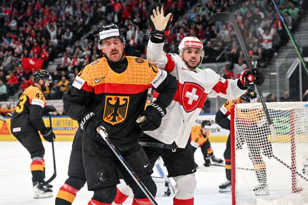 ZURICH, SWITZERLAND - MAY 18: Sven Andrighetto of Switzerland celebrates his goal during the 2026 IIHF Ice hockey, Eishockey World Championship, WM, Weltmeisterschaft Switzerland game between Germany and Switzerland at Swiss Life Arena on May 18, 2026 in Zurich, Zurich. Zurich Swiss Life Arena Zurich Switzerland Copyright: xJustPictures.ch AndreaxBrancax jp-en-EuSpIm-JP7_ANB_Ger_Sui_18052026_2350