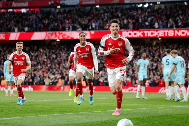 Premier League 2025 26 Arsenal v Burnley Emirates Stadium 18.05.2026 Kai Havertz of Arsenal scores and celebrates 1-0 Premier League 2025 26 Arsenal v Burnley Emirates Stadium 18.05.2026 Photograph By Marc Aspland The Times  Copyright: xMarcxAsplandx NINTCHDBPICT001081981332