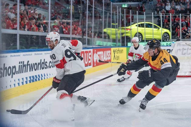 18 05 2026, Zurich, Swiss Life Arena, Ice hockey, Eishockey World Championships: Germany - Switzerland, 90 Roman Josi (Switzerland), 44 Joshua Samanski (Germany) Zurich Swiss Life Arena Zurich Switzerland Copyright: xJustPictures.ch StefanxEmchx jp-de-StEm-DSC0147120260518