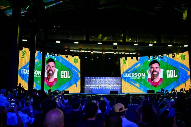 Final Squad for the World Cup RIO DE JANEIRO, RJ - 18.05.2026: FINAL SQUAD FOR THE WORLD CUP - Ederson on the list during the announcement of the Brazilian national team, Nationalteam for the 2026 World Cup, an event held at the Museum of Tomorrow, in the city of Rio de Janeiro (RJ), this Monday (18) (Photo: Nayra Halm Fotoarena) x2945972x  NayraxHalm