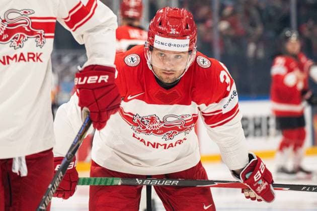 FRIBOURG, FRIBOURG - MAY 18: Daniel Baastrup of Denmark during the 2026 IIHF World Championship, WM, Weltmeisterschaft Preliminary Round Group B match between Canada and Denmark at BCF Arena on May 18, 2026 in Fribourg, Fribourg, Switzerland. Copyright: xLivioxBaeriswylx xSPPx Sportspressphoto_SPR149895