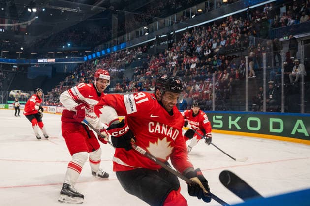 FRIBOURG, FRIBOURG - MAY 18: John Tavares of Canada during the 2026 IIHF World Championship, WM, Weltmeisterschaft Preliminary Round Group B match between Canada and Denmark at BCF Arena on May 18, 2026 in Fribourg, Fribourg, Switzerland. Copyright: xLivioxBaeriswylx xSPPx Sportspressphoto_SPR149908
