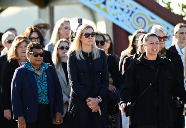 Kirsty Coventry, ( centre ) International Olympic Committee President during an official pÅwhiri and cultural welcome at Orakei Marae in Auckland, New Zealand on Tuesday 19 May 2026. Auckland New Zealand Copyright: xAndrewxCornaga x