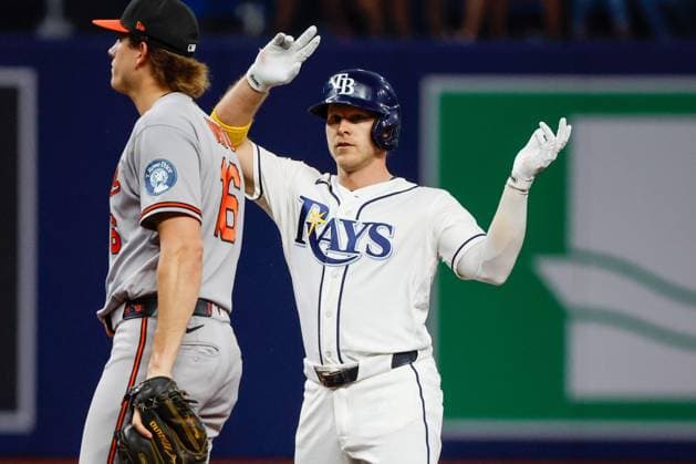 May 18, 2026, St. Petersburg, Florida, USA: Tampa Bay Rays shortstop Taylor Walls (6) celebrates, after he hits a double off of Baltimore Orioles pitcher Trevor Rogers (28) during the second inning at Tropicana Field on Monday, May 18, 2026, in St. Petersburg. St. Petersburg USA - ZUMAs70_ 20260518_zan_s70_027 Copyright: xJeffereexWoox