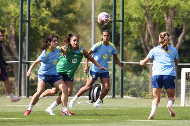 May 19, 2026, Sant Joan Despi, Barcelona, SPAIN: Aitana Bonmati Conca and Francisca Ramos Ribeiro Nazareth Sousa during the training day of FC Barcelona, Barca ahead UEFA Women Champions League 2025 26, Final football match against OL Lyonnes at Ciutat Esportiva Joan Gamper on May 19, 2026 in Sant Joan Despi, Barcelona, Spain. Sant Joan Despi SPAIN - ZUMAa181 20260519_zaa_a181_021 Copyright: xJavierxBorregox