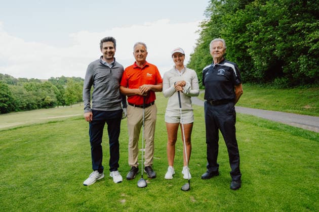 GOLF - LET, Allegria Open 2026 STEGERSBACH,AUSTRIA,19.MAY.26 - GOLF - Ladies European Tour Access Series, Allegria Open. Image shows Roland Kraxner, Kurt Raber, Johanna Janisch (AUT) and Anton Beretzki.  GEPAxpictures xAlexanderxSolc