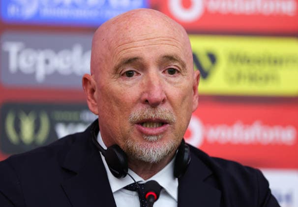 May 19, 2026, Tirana, Tirana, Albania: Rolando Maran during press conference, PK, Pressekonferenz for his presentation as the new Head Coach of Albanian National Soccer Team in Tirana, Albania on May 19, 2026. Tirana Albania - ZUMAb266 20260519_zip_b266_005 Copyright: xArmandoxBabanix