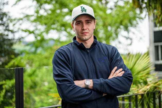 260519 Linus Karlsson of Sweden poses for a portrait at a press event during the 2026 IIHF Ice hockey, Eishockey World Championship, WM, Weltmeisterschaft on May 19, 2026 in Bern. Photo: Jesper Zerman BILDBYRAN kod JZ JZ0720 ishockey ice hockey ishockey-vm 2026 vm 2026 iihf world championship pressträff event meeting sverige sweden day 5 bbeng Copyright: JESPERxZERMAN BB260519JZ015