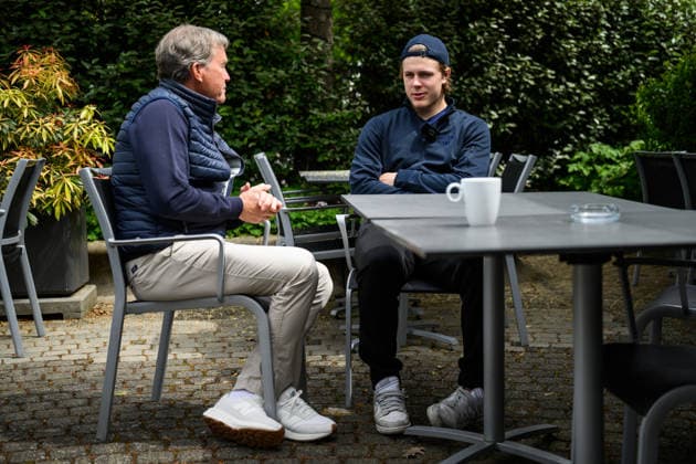 260519 Ivar Stenberg of Sweden at a press event during the 2026 IIHF Ice hockey, Eishockey World Championship, WM, Weltmeisterschaft on May 19, 2026 in Bern. Photo: Jesper Zerman BILDBYRAN kod JZ JZ0720 ishockey ice hockey ishockey-vm 2026 vm 2026 iihf world championship pressträff event meeting sverige sweden day 5 bbeng Copyright: JESPERxZERMAN BB260519JZ017