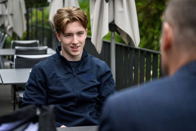 260519 Viggo Björck of Sweden at a press event during the 2026 IIHF Ice hockey, Eishockey World Championship, WM, Weltmeisterschaft on May 19, 2026 in Bern. Photo: Jesper Zerman BILDBYRAN kod JZ JZ0720 ishockey ice hockey ishockey-vm 2026 vm 2026 iihf world championship pressträff event meeting sverige sweden day 5 bbeng Copyright: JESPERxZERMAN BB260519JZ028