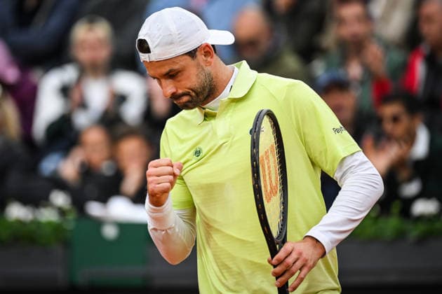May 19, 2026, Paris, France, France: Grigor DIMITROV of Bulgaria celebrates his point during the second qualifying day of the Roland-Garros 2026, French Open 2026, Grand Slam tennis tournament at Roland-Garros Stadium on May 19, 2026 in Paris, France. Roland Garros 2026 - Qualifying Day 2  - ZUMAm308 20260519_zsp_m308_014 Copyright: xMatthieuxMirvillex