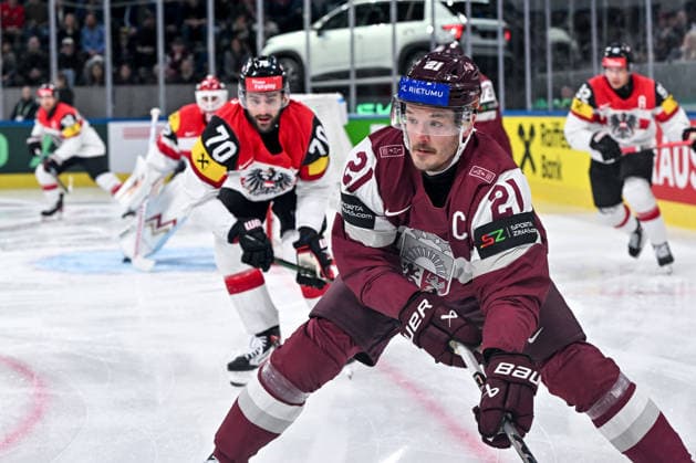 ZURICH, SWITZERLAND - MAY 19: Rudolfs Balcers of Latvia in action during the 2026 IIHF Ice hockey, Eishockey World Championship, WM, Weltmeisterschaft Switzerland game between Latvia and Austria at Swiss Life Arena on May 19, 2026 in Zurich, Zurich. Zurich Swiss Life Arena Zurich Switzerland Copyright: xJustPictures.ch AndreaxBrancax jp-en-EuSpIm-JP7_ANB_Lat_Aut_19052026_3016