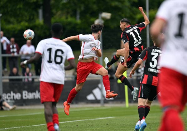 19.05.2026, xjhx, Fussball Testspiel, RW Frankfurt - Eintracht Frankfurt v.l. Younes Ebnoutalib (Eintracht Frankfurt) Goal scored, erzielt das Tor zum 1:0 (DFL DFB REGULATIONS PROHIBIT ANY USE OF PHOTOGRAPHS as IMAGE SEQUENCES and or QUASI-VIDEO) Frankfurt am Main
