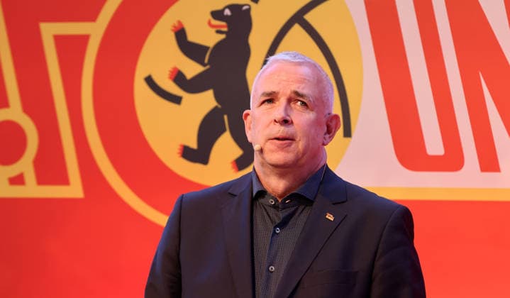 Präsident Dirk Zingler MV Mitgliederversammlung im Stadion An der Alten Försterei Fußball Fussball Bundesliga Herren DFL Saison 2025 2026 19.05.2026 1.FC Union Berlin FCU
