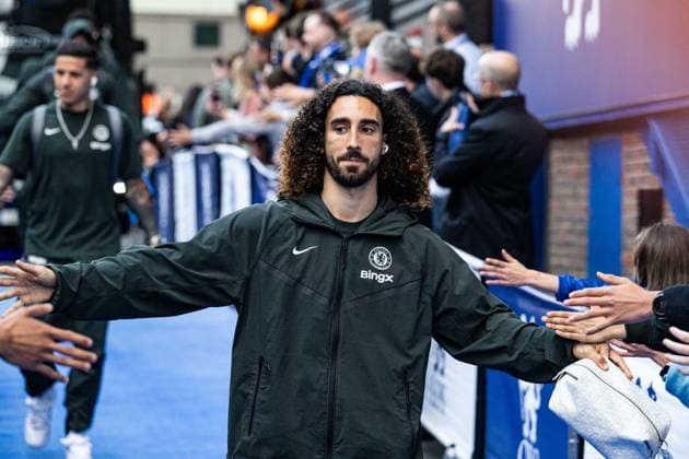 19th May 2026; Stamford Bridge, Chelsea, London, England: Premier League Football, Chelsea versus Tottenham Hotspur; Marc Cucurella of Chelsea greets the fans outside Stamford Bridge GodfreyxPitt