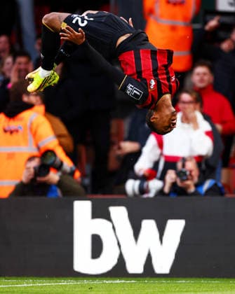 Eli Junior Kroupi of AFC Bournemouth celebrates scoring a goal after making the score 1-0. AFC Bournemouth v Manchester City, Premier League, Football, Vitality Stadium, Bournemouth, UK - 19 May 2026Bournemouth Vitality Stadium United Kingdom EDITORIAL USE ONLY No use with unauthorised audio, video, data, fixture lists, club league logos or live services. Online in-match use limited to 120 images, no video emulation. No use in betting, games or single club league player publications.  Copyright: xJamesxMarsh Shutterstockx 16881288ay