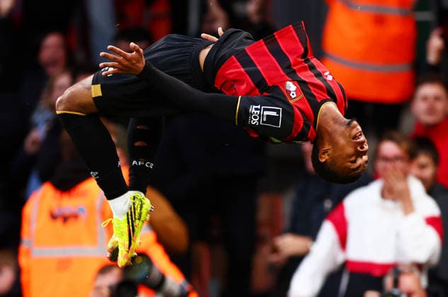 Eli Junior Kroupi of AFC Bournemouth celebrates scoring a goal after making the score 1-0. AFC Bournemouth v Manchester City, Premier League, Football, Vitality Stadium, Bournemouth, UK - 19 May 2026Bournemouth Vitality Stadium United Kingdom EDITORIAL USE ONLY No use with unauthorised audio, video, data, fixture lists, club league logos or live services. Online in-match use limited to 120 images, no video emulation. No use in betting, games or single club league player publications.  Copyright: xJamesxMarsh Shutterstockx 16881288aq