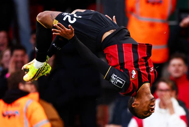 Eli Junior Kroupi of AFC Bournemouth celebrates scoring a goal after making the score 1-0. AFC Bournemouth v Manchester City, Premier League, Football, Vitality Stadium, Bournemouth, UK - 19 May 2026Bournemouth Vitality Stadium United Kingdom EDITORIAL USE ONLY No use with unauthorised audio, video, data, fixture lists, club league logos or live services. Online in-match use limited to 120 images, no video emulation. No use in betting, games or single club league player publications.  Copyright: xJamesxMarsh Shutterstockx 16881288at