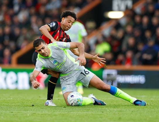 Rodri of Manchester City is fouled by Tyler Adams of Bournemouth AFC Bournmeouth v Manchester City, Football, Premier League, Vitality Stadium, Bournemouth, Dorset, UK - 19 05 2026 EDITORIAL USE ONLY No use with unauthorised audio, video, data, fixture lists, club league logos or live services. Online in-match use limited to 120 images, no video emulation. No use in betting, games or single club league player publications. Copyright: xMattxImpey Shutterstockx 16884011p
