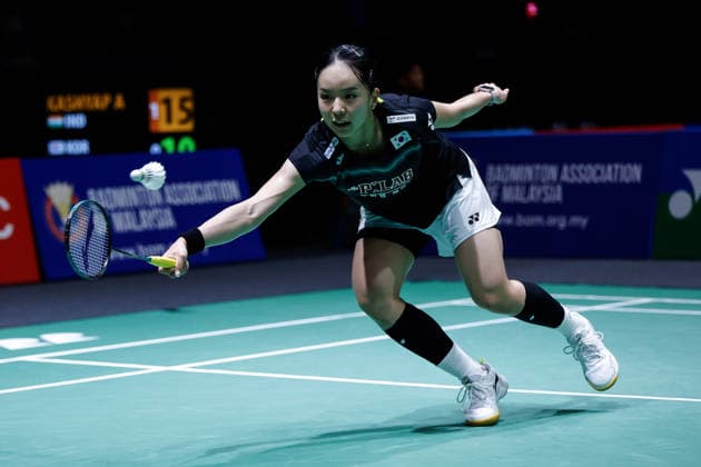 Perodua Malaysia Masters in Kuala Lumpur - 19 May 2026 Park Ga Eun of Korea plays against Aakarshi Kashyap of India (not pictured) during the Women s Singles qualifying match of the Perodua Malaysia Masters 2026 at Unifi Arena. Park Ga Eun won with scores; 15 22 21 : 21 20 7. Kuala Lumpur Malaysia Copyright: xWongxFokxLoyx xSOPAxImagesx 20260519_PDM_0896 copy