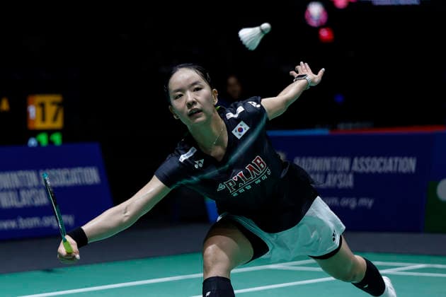Perodua Malaysia Masters in Kuala Lumpur - 19 May 2026 Park Ga Eun of Korea plays against Aakarshi Kashyap of India (not pictured) during the Women s Singles qualifying match of the Perodua Malaysia Masters 2026 at Unifi Arena. Park Ga Eun won with scores; 15 22 21 : 21 20 7. Kuala Lumpur Malaysia Copyright: xWongxFokxLoyx xSOPAxImagesx 20260519_PDM_0953 copy