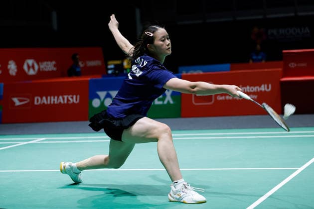 Perodua Malaysia Masters in Kuala Lumpur - 19 May 2026 Happy Lo Sin Yan of Hong Kong plays against Ni Kadek Dhinda Amartya Pratiwi of Indonesia (not pictured) during the Women s Singles qualifying match of the Perodua Malaysia Masters 2026 at Unifi Arena. Park Ga Eun won with scores; 15 22 21 : 21 20 7. Kuala Lumpur Malaysia Copyright: xWongxFokxLoyx xSOPAxImagesx 20260519_PDM_0230 copy