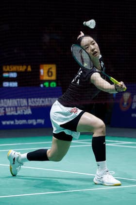 Perodua Malaysia Masters in Kuala Lumpur - 19 May 2026 Park Ga Eun of Korea plays against Aakarshi Kashyap of India (not pictured) during the Women s Singles qualifying match of the Perodua Malaysia Masters 2026 at Unifi Arena. Park Ga Eun won with scores; 15 22 21 : 21 20 7. Kuala Lumpur Malaysia Copyright: xWongxFokxLoyx xSOPAxImagesx 20260519_PDM_1708 copy