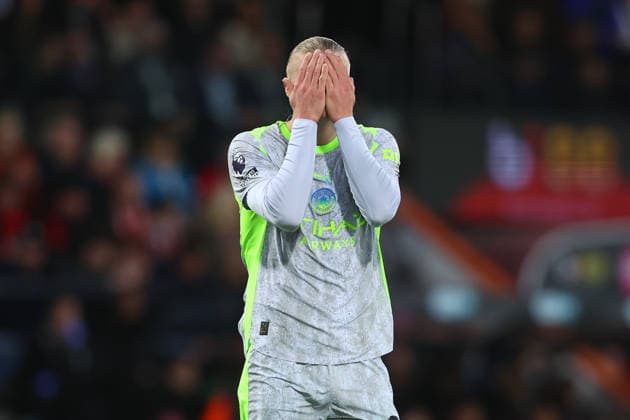 Bournemouth, England, 19th May 2026. Erling Haaland of Manchester City looks dejected during the AFC Bournemouth vs Manchester City Premier League match at the Vitality Stadium, Bournemouth. Picture credit should read: Paul Terry Sportimage EDITORIAL USE ONLY. No use with unauthorised audio, video, data, fixture lists, club league logos or live services. Online in-match use limited to 120 images, no video emulation. No use in betting, games or single club league player publications. SPI_035_PT_Bournemouth_Man_City SPI-4809-0035