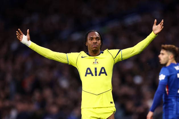 Chelsea v Tottenham Hotspur 19 May 2026, London - Premier League Football - Chelsea v Tottenham Hotspur - Destiny Udogie of Tottenham Hotspur reacts - Photo: Jacques Feeney Offside. London UK Copyright: xJacquesxFeeneyx xOffsidexOffside