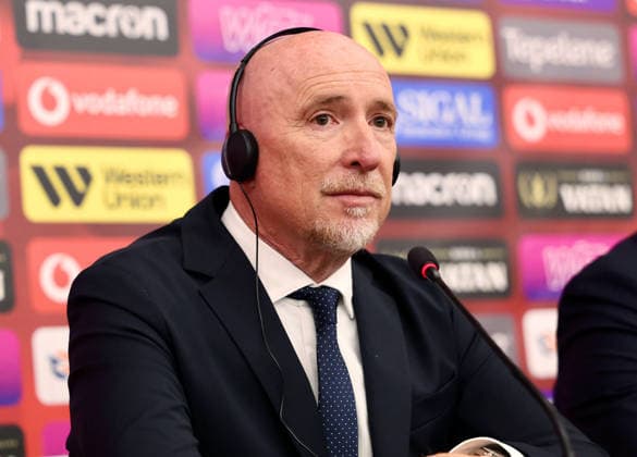 Italian Rolando Maran the New Coach of Albania Football Team in Tirana, Albania. Italian Rolando Maran attends a press conference, PK, Pressekonferenz where he is presented as the new Head Coach of the Albanian National Soccer Team in Tirana, Albania, on May 19, 2026. Light Studio Agency Stringer Tirana Albania Copyright: xLightxStudioxAgencyx xStringerx