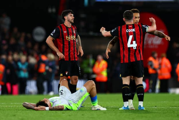 Bournemouth players at full time. AFC Bournemouth v Manchester City, Premier League, Football, Vitality Stadium, Bournemouth, UK - 19 May 2026Bournemouth Vitality Stadium United Kingdom EDITORIAL USE ONLY No use with unauthorised audio, video, data, fixture lists, club league logos or live services. Online in-match use limited to 120 images, no video emulation. No use in betting, games or single club league player publications.  Copyright: xJamesxMarsh Shutterstockx 16881288bs