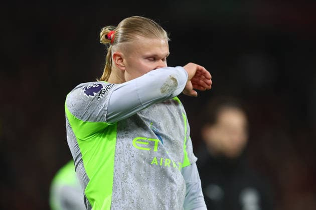 Bournemouth, England, 19th May 2026. Erling Haaland of Manchester City looks dejected after the AFC Bournemouth vs Manchester City Premier League match at the Vitality Stadium, Bournemouth. Picture credit should read: Paul Terry Sportimage EDITORIAL USE ONLY. No use with unauthorised audio, video, data, fixture lists, club league logos or live services. Online in-match use limited to 120 images, no video emulation. No use in betting, games or single club league player publications. SPI_050_PT_Bournemouth_Man_City SPI-4809-0050