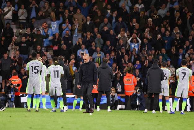 Pep Guardiola the Manchester City manager walking away from his players and fans after the game AFC Bournmeouth v Manchester City, Football, Premier League, Vitality Stadium, Bournemouth, Dorset, UK - 19 05 2026 EDITORIAL USE ONLY No use with unauthorised audio, video, data, fixture lists, club league logos or live services. Online in-match use limited to 120 images, no video emulation. No use in betting, games or single club league player publications.  Copyright: xMattxImpey Shutterstockx 16884011bu