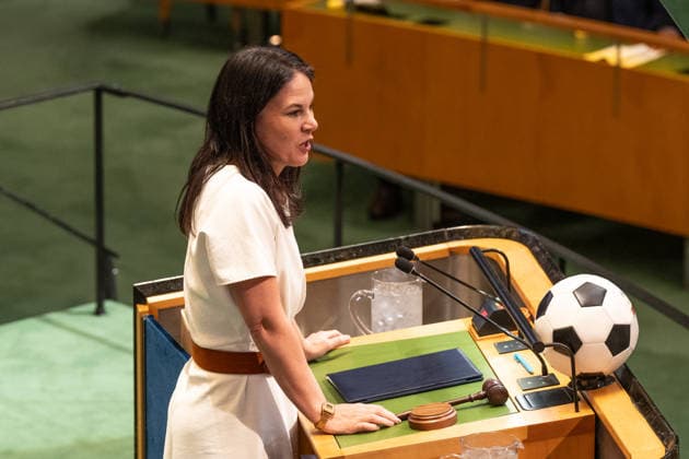 World Football Day Event at UN Headquarters Annalena Baerbock, President of the United Nations General Assembly speaks at General Assembly Hall during World Football Day Event at UN Headquarters in New York, NY on May 19, 2026. New York New York United States Copyright: LevxRadin