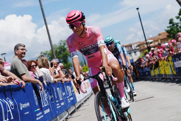 Portugal™s Afonso Oliveira Eulalio of Bahrain Victorious pink jersey during Stage 11 of the Giro d™Italia, from Porcari to Chiavari, Italy, Wednesday, May 20, 2026.  Copyright: xGianxMattiaxD Albertox xLaPressex