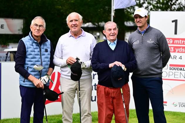 Soudal Open Golf SCHILDE, BELGIUM - MAY 20 : Nicolas Colsaerts and Vic Swerts founder of Soudal pictured during the tee-off in the ProAm of the Soudal Open Golf at the Rinkven International Golf Club on May 20, 2026 in Schilde, Belgium, 20 05 2026 Schilde Belgium  Copyright: xPeterxDexVoechtx