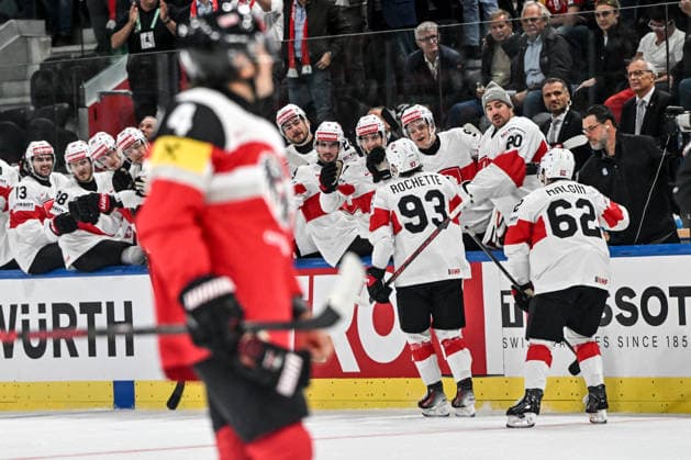 ZURICH, SWITZERLAND - MAY 20: Theo Rochette of Switzerland celebrates his goal during the 2026 IIHF Ice hockey, Eishockey World Championship, WM, Weltmeisterschaft Switzerland game between Austria and Switzerland at Swiss Life Arena on May 20, 2026 in Zurich, Zurich. Zurich Swiss Life Arena Zurich Switzerland Copyright: xJustPictures.ch AndreaxBrancax jp-en-EuSpIm-JP7_ANB_Aut_Swi_20052026_6687