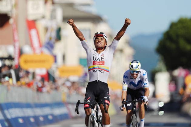 Ecuador™s Manuel Jhonatan Narvaez of UAE Team Emirates XRG stage winner during Stage 11 of the Giro d™Italia from Porcari to Chiavari, Italy, Wednesday May 20, 2026.  Copyright: xMassimoxPaolone LaPressex