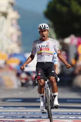 Ecuador™s Manuel Jhonatan Narvaez of UAE Team Emirates XRG stage winner during Stage 11 of the Giro d™Italia from Porcari to Chiavari, Italy, Wednesday May 20, 2026.  Copyright: xMassimoxPaolone LaPressex