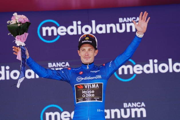 Denmark™s Jonas Vingegaard Hansen of Team Visma Lease A Bike blue jersey during Stage 11 of the Giro d™Italia from Porcari to Chiavari, Italy, Wednesday May 20, 2026.  Copyright: xGianmattiaxD Albertoi LaPressex