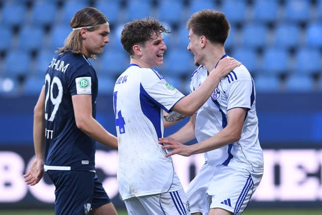 Fußball U19 Westfalenpokal Finale VfL Bochum - FC Schalke 04 am 20.05.2026 im Vonovia Ruhrstadion in Bochum Torjubel zum 0:2 durch Malik Tubic ( Schalke )