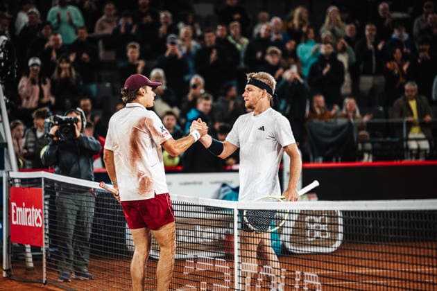 Tennis Männer bitpanda Hamburg Open ATP, Tennis Herren 500 Alejandro Davidovich Fokina (ESP) vs. Alex De Minaur (AUS) 20.05.2026 v.l. Alex De Minaur und Alejandro Davidovich Fokina Shake Hands nach dem Spiel Hamburg Tennisstadion am Rothenbaum Hamburg Deutschland