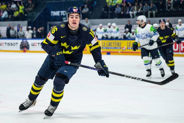 260520 Anton Frondell of Sweden during the 2026 IIHF Ice hockey, Eishockey World Championship, WM, Weltmeisterschaft between Sweden and Slovenia on May 20, 2026 in Fribourg. Photo: Jesper Zerman BILDBYRAN kod JZ JZ0722 ishockey ice hockey ishockey-vm 2026 vm 2026 iihf world championship sverige sweden slovenia bbeng bbauto Copyright: JESPERxZERMAN BB260520JZ079
