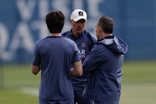 Coach, Trainer Luis Enrique (Paris Saint-Germain) and Staff during the club™s Media Day ahead of the UEFA Champions League Final at the PSG Campus in Poissy on Wednesday, May 20, 2026. Copyright: AntonioxBorga