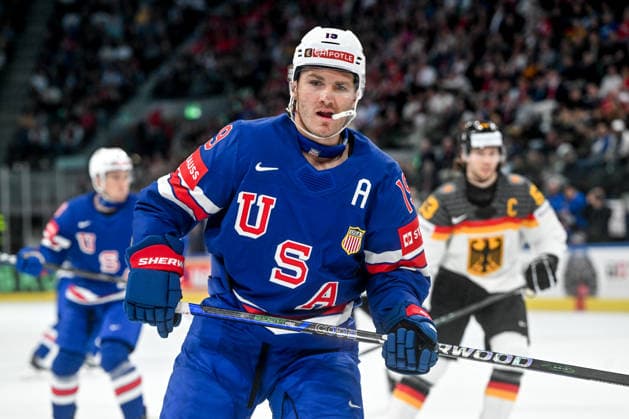 ZURICH, SWITZERLAND - MAY 20: Matthew Tkachuk of the United States in action during the 2026 IIHF Ice hockey, Eishockey World Championship, WM, Weltmeisterschaft Switzerland game between USA and Germany at Swiss Life Arena on May 20, 2026 in Zurich, Zurich. Zurich Swiss Life Arena Zurich Switzerland Copyright: xJustPictures.ch AndreaxBrancax jp-en-EuSpIm-JP7_ANB_USA_Ger_20052026_7972